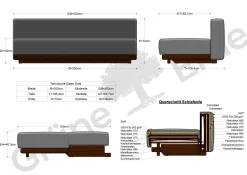 Schlafsofa Nebo B200 x T108 x H72Sitzhöhe 42cm/Sitztiefe 85cm, inkl. 2 Kissen (80 x 55cm) (Wollstoff Kaland kiesel, Eiche)