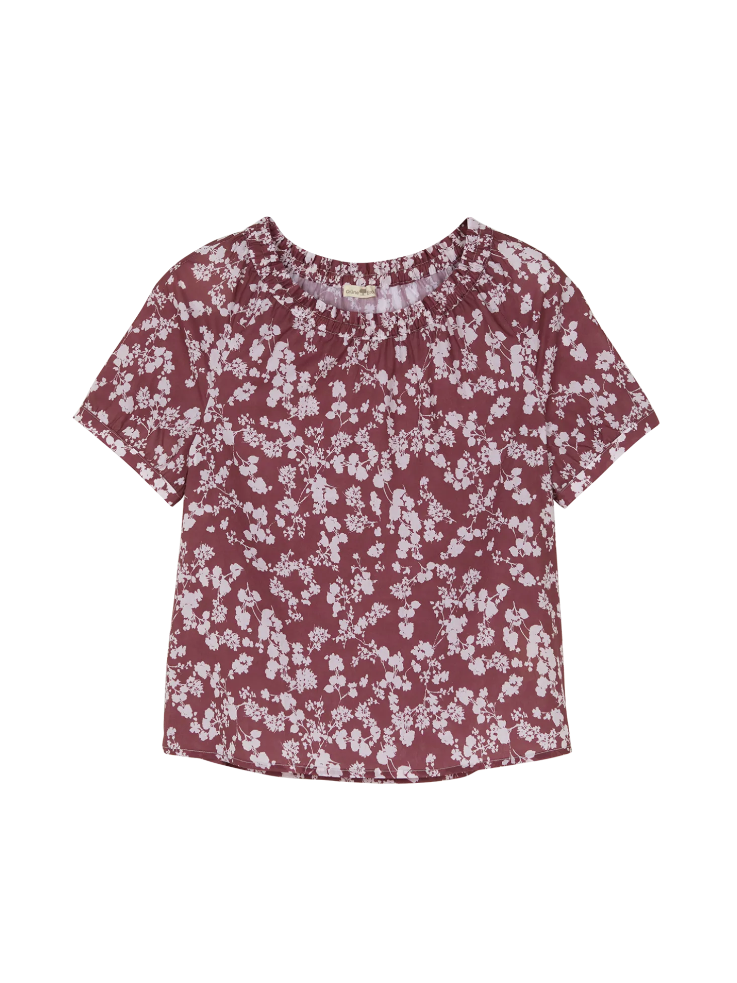 Schlupfbluse kurzarm aus Bio Baumwolle(blumendruck traube, XS)
