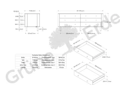 Schrank Tonda 6 LadenB 149,6x T 50x H 59,1 cm, (Buche)
