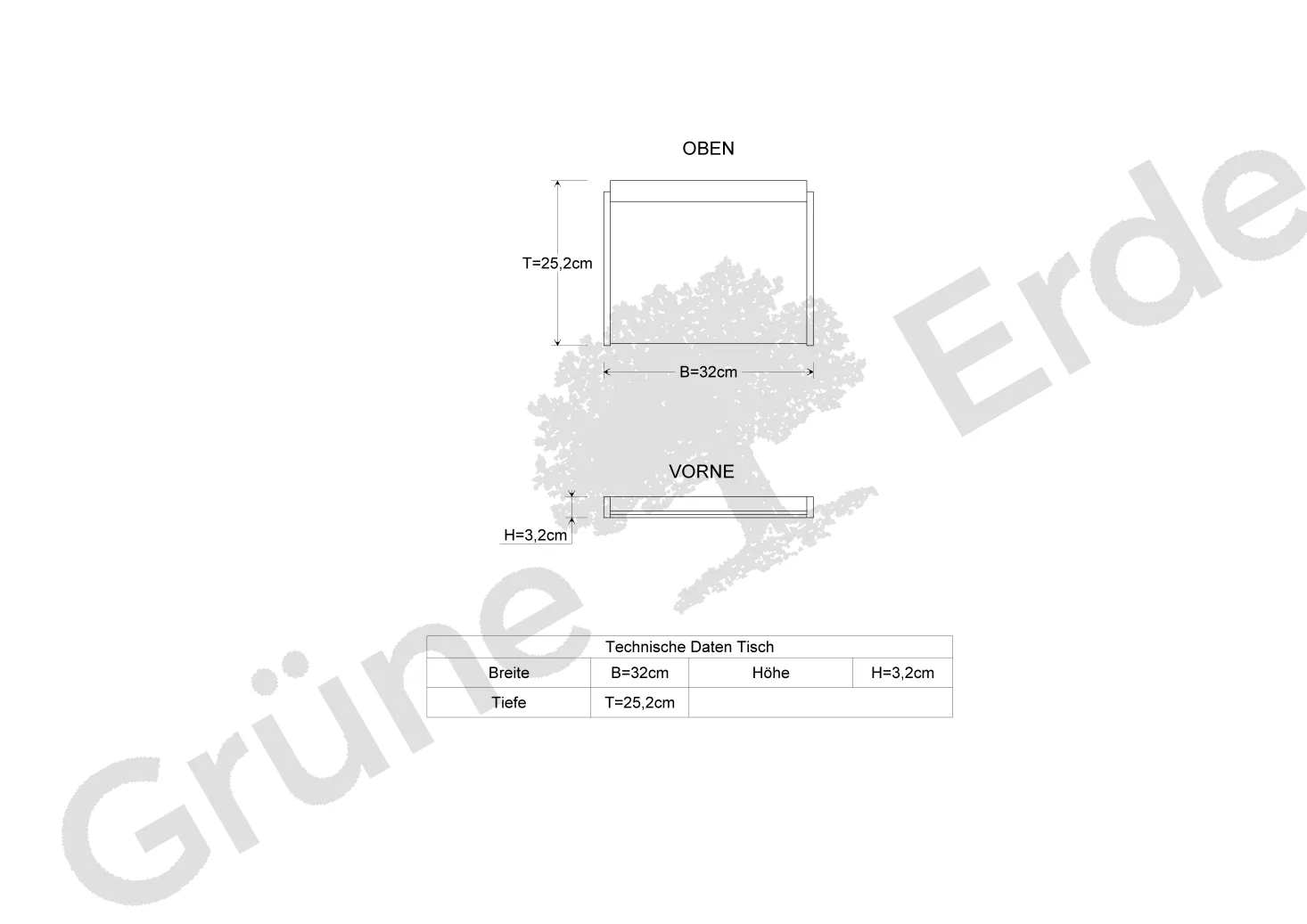 Schreibtisch Pureto Papierablage B 32 x T 25,2 x H 3,2 cm (Eiche)