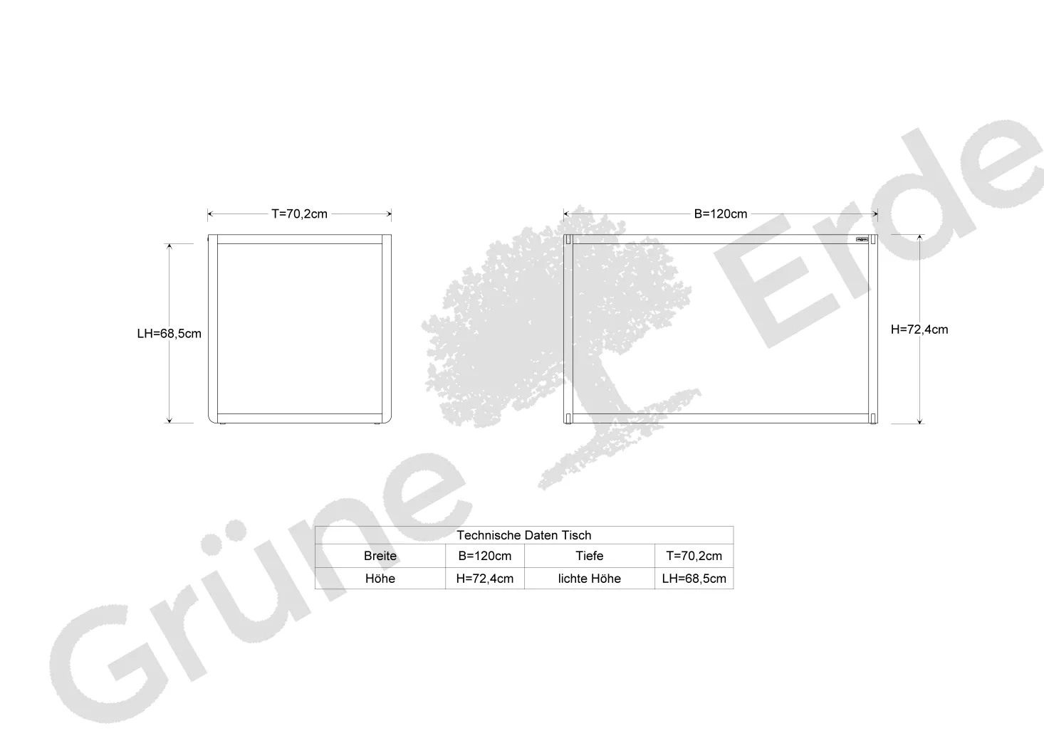 Schreibtisch Quint(Eiche, B120xT70xH72cm)