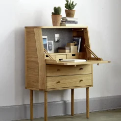 Sekretär Tonda inkl. 2 Stk. Innenladen 22x22x6,6 cm u. Pinwand aus Filz, B 80xT42,3xH 114 cm (Eiche)