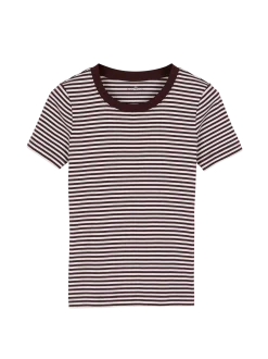 Shirt aus Bio-Baumwolle(merlot/weiss ringel, 44)