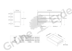 Sideboard Tenso B 135 x T 40 x H 73 cm(Kernbuche)