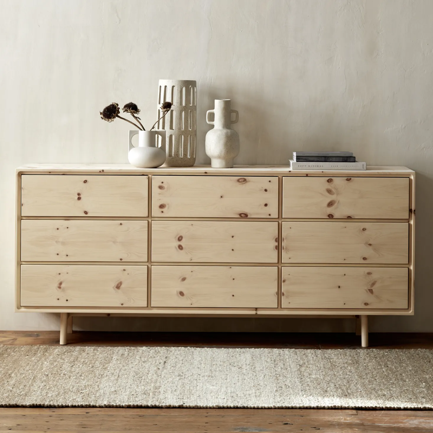 Sideboard Tesoro mit 9 Laden B 178 x T 45 x H 79 cm(Zirbe)