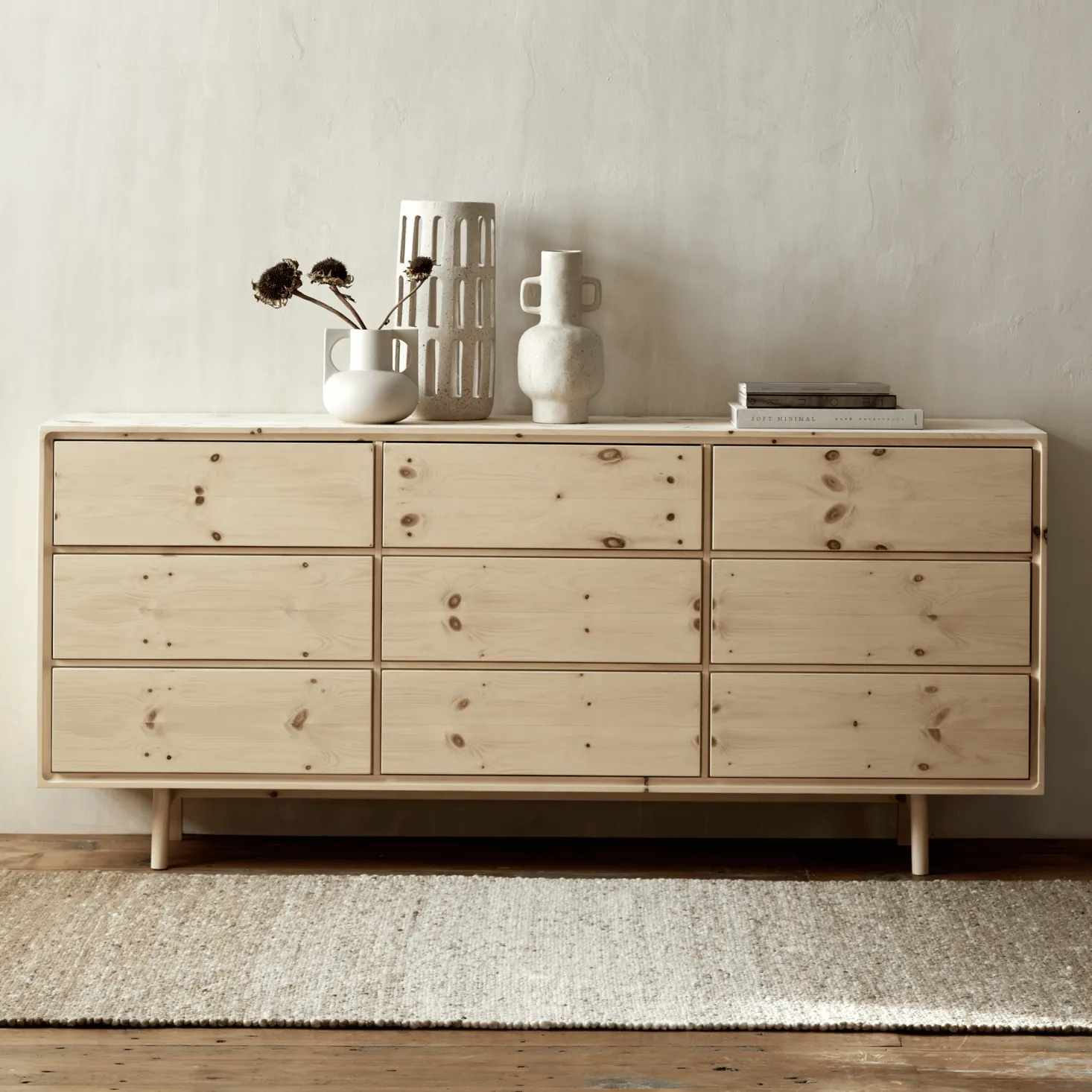 Sideboard Tesoro mit 9 Laden B 178 x T 45 x H 79 cm(Zirbe)