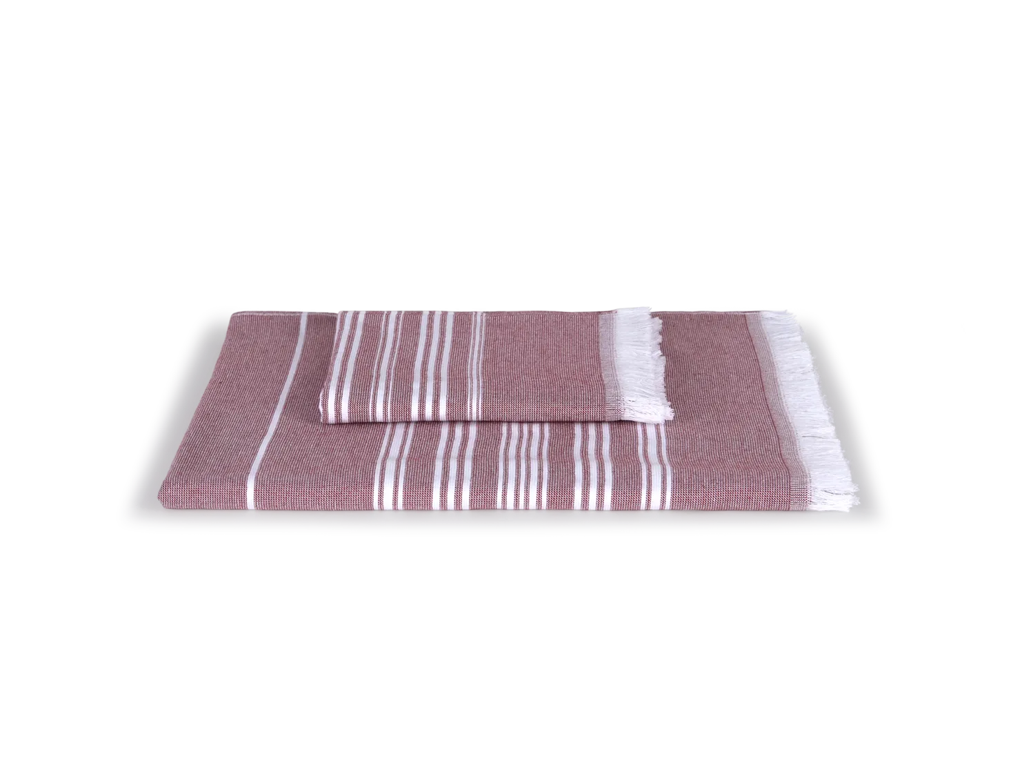 Strand- und Saunatuch mit Fransen90 x 200 cm, 100 % Baumwolle, GOTS (granatapfel)