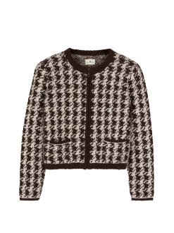 Strickjacke aus Alpakawolle(hahnentritt chocolate, XS)