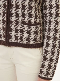 Strickjacke aus Alpakawolle(hahnentritt chocolate, XS)