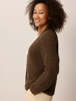 Strickjacke aus Alpakawolle(mokka, XS)