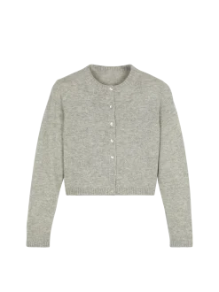 Strickjacke aus Alpakawolle(grau melange, S)