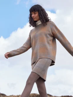 Strickrock aus Yakwolle(yak jacquard/karo, XS)