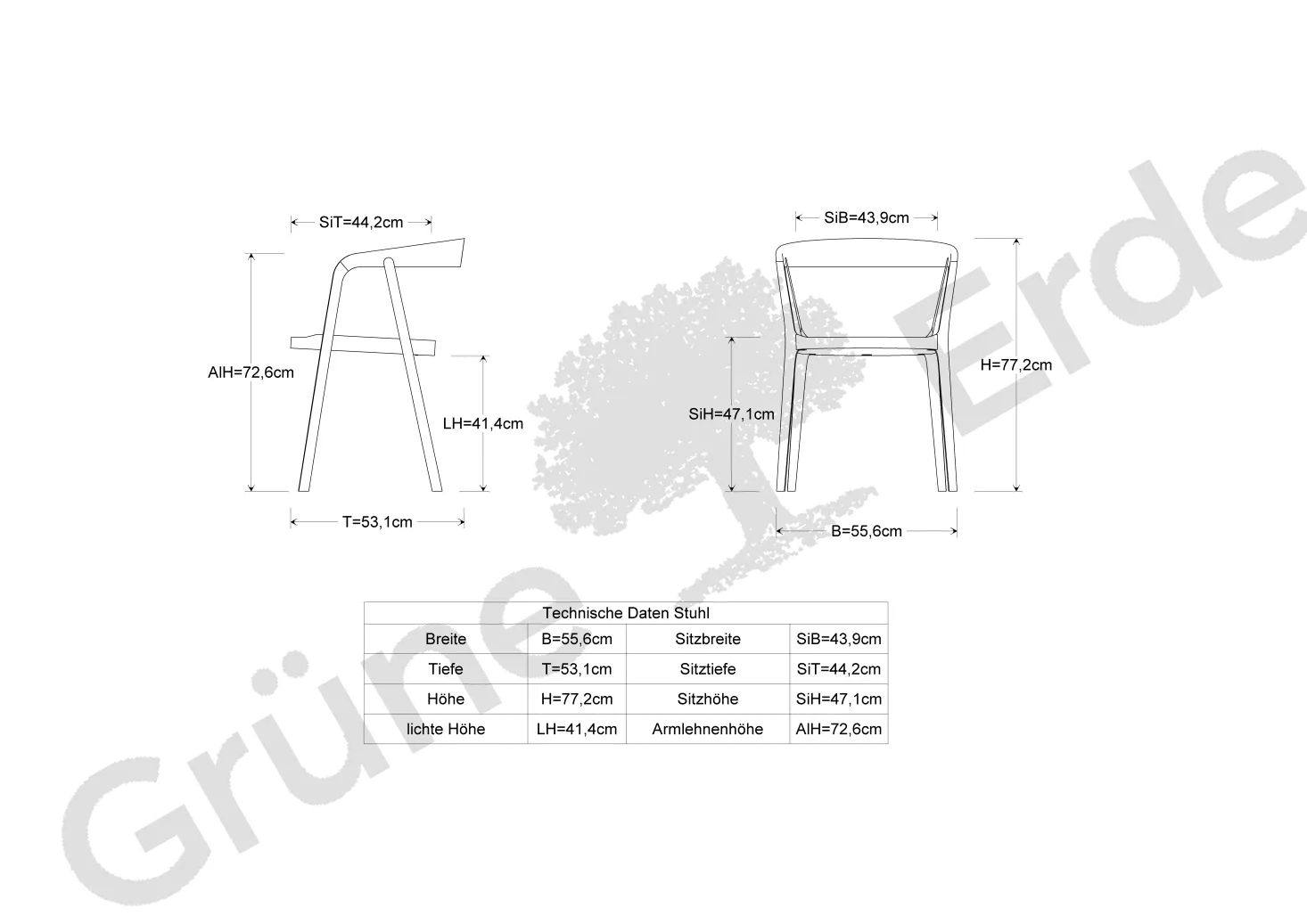 Stuhl Asensio(Eiche, mit Armlehne)
