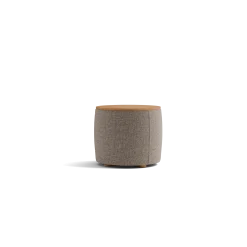 Tambor Sofatisch/Hocker mit Stauraum u. Holzdeckel(Wollstoff Tano natur, Buche, ø 39 cm)