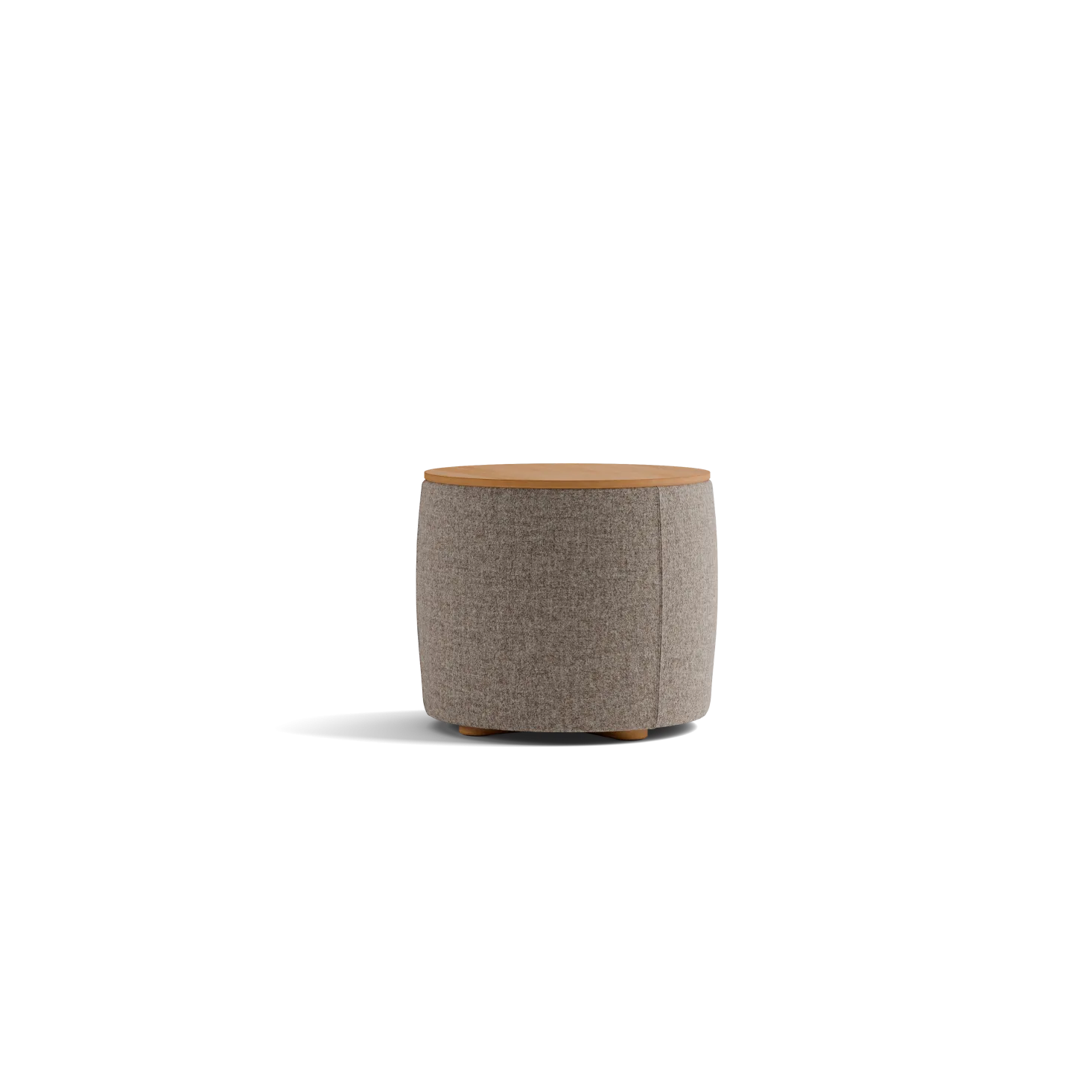 Tambor Sofatisch/Hocker mit Stauraum u. Holzdeckel(Wollstoff Tano natur, Buche, ø 39 cm)