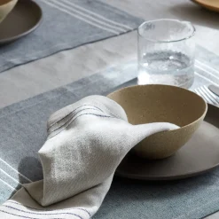 Tischwäsche Emma50 % Baumwolle/50 % Leinen, GOTS (blau/natur, Serviette)