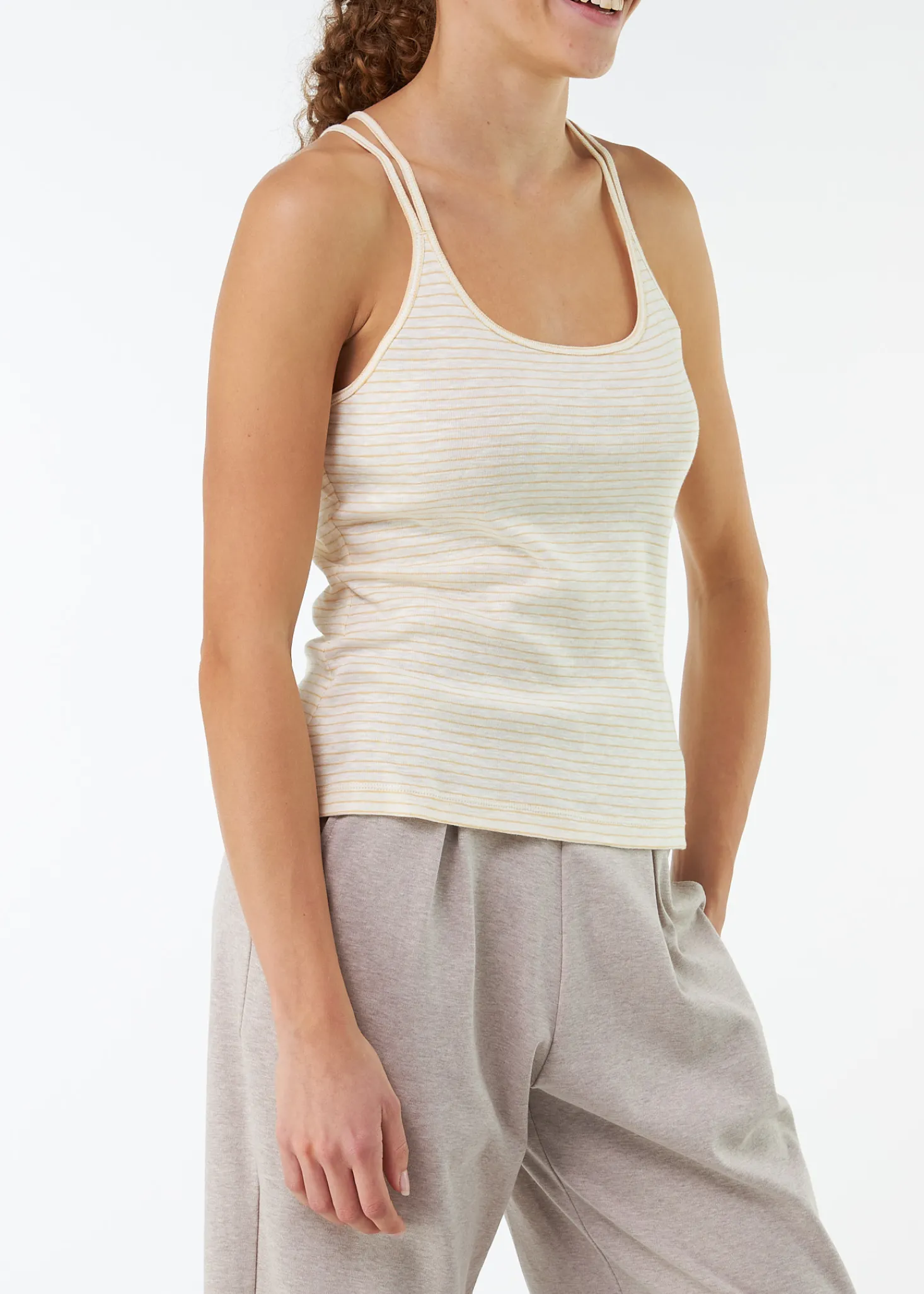 Top aus Bio Baumwolle(offwhite/mango ringel, S)