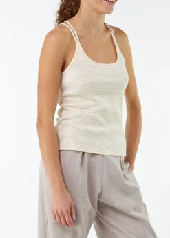 Top aus Bio Baumwolle(offwhite/mango ringel, L)