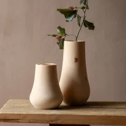 Vase aus Zirbenholz mit GlaseinsatzH17,5 cm