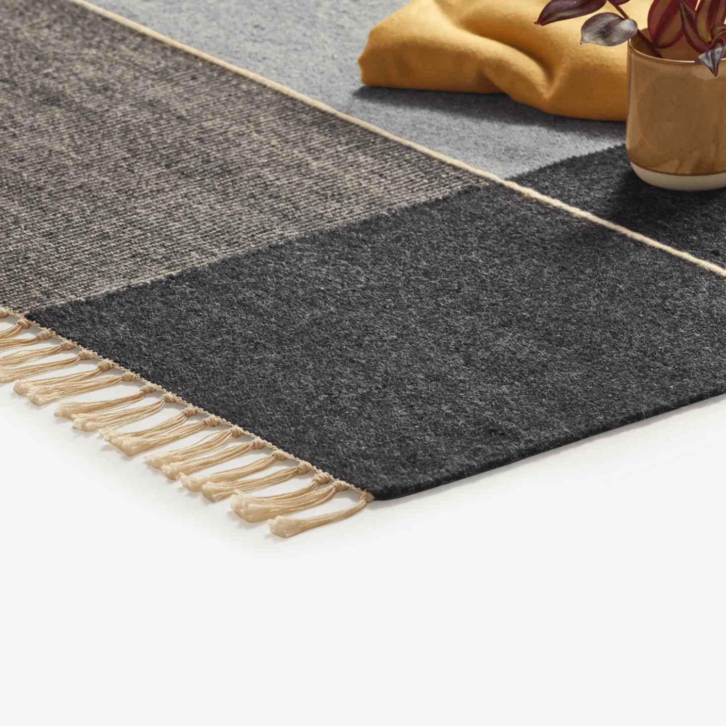 Wollteppich Kelim Mata(kiesel/natur, 70 x 140 cm)