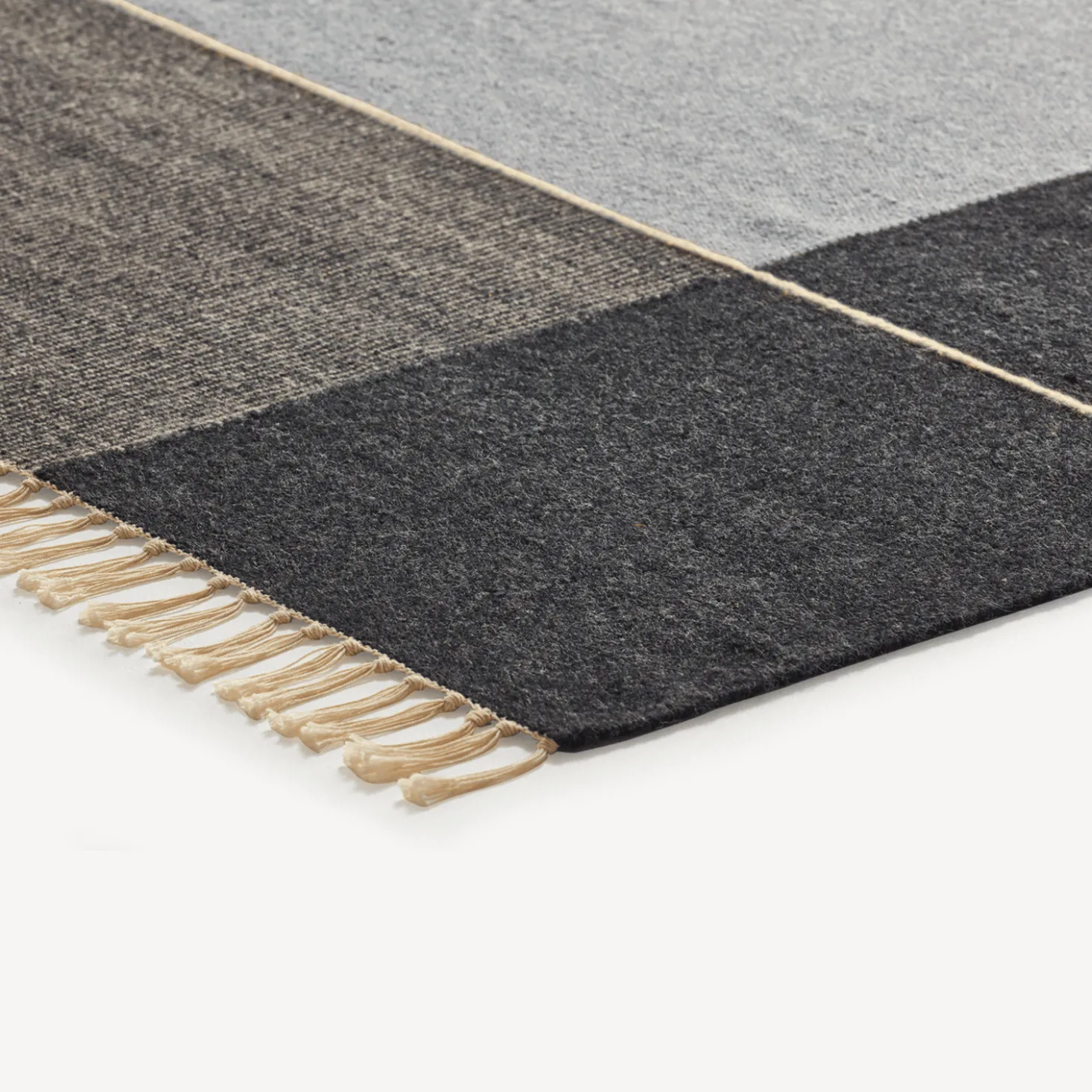 Wollteppich Kelim Mata(kiesel/natur, 70 x 140 cm)