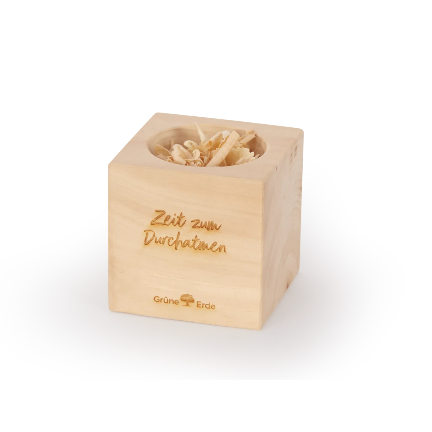 Zirbenwürfel "Zeit zum Durchatmen" mit Zirbenflocken7 x 7 x 7 cm